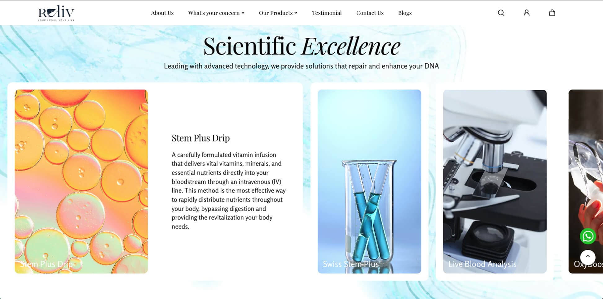 A preview of Reliv product introduction section
