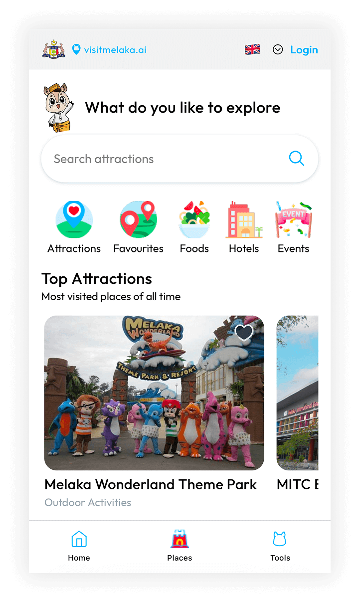 Visit Melaka Attractions Screen