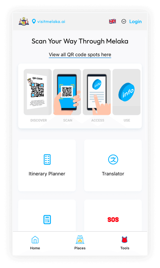 Visit Melaka Tools Screen